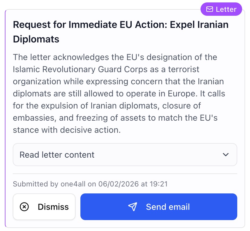 Send letters in the feed